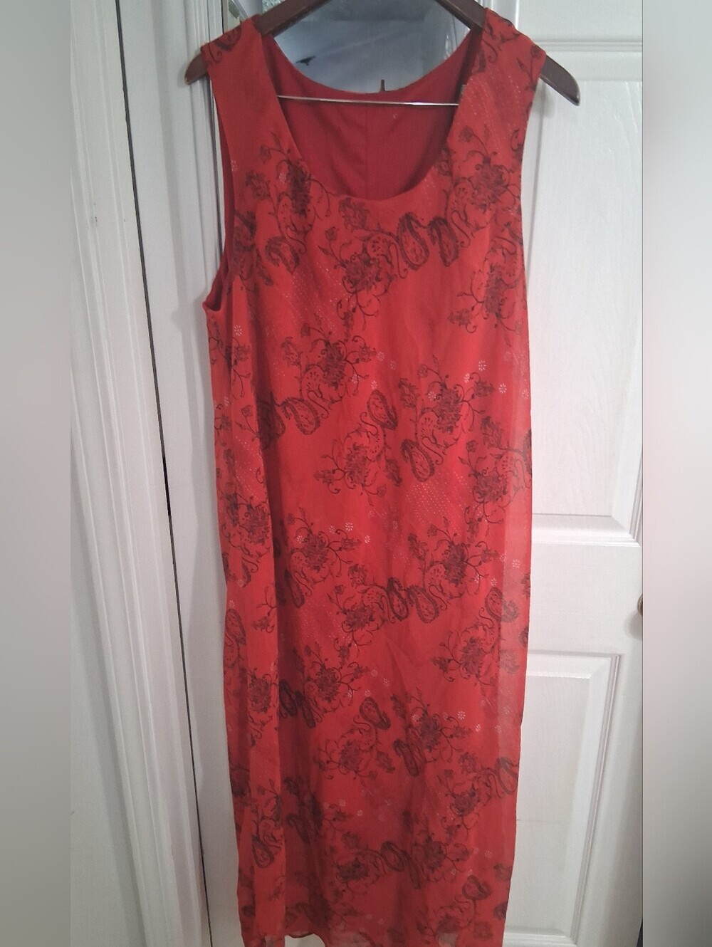 Sleeveless Red Floral Print Maxi Dress